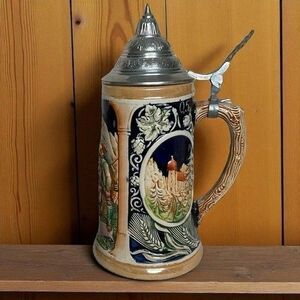 Vintage German Beer Stein With Lid Made In Western Germany Hunter Date 9"
